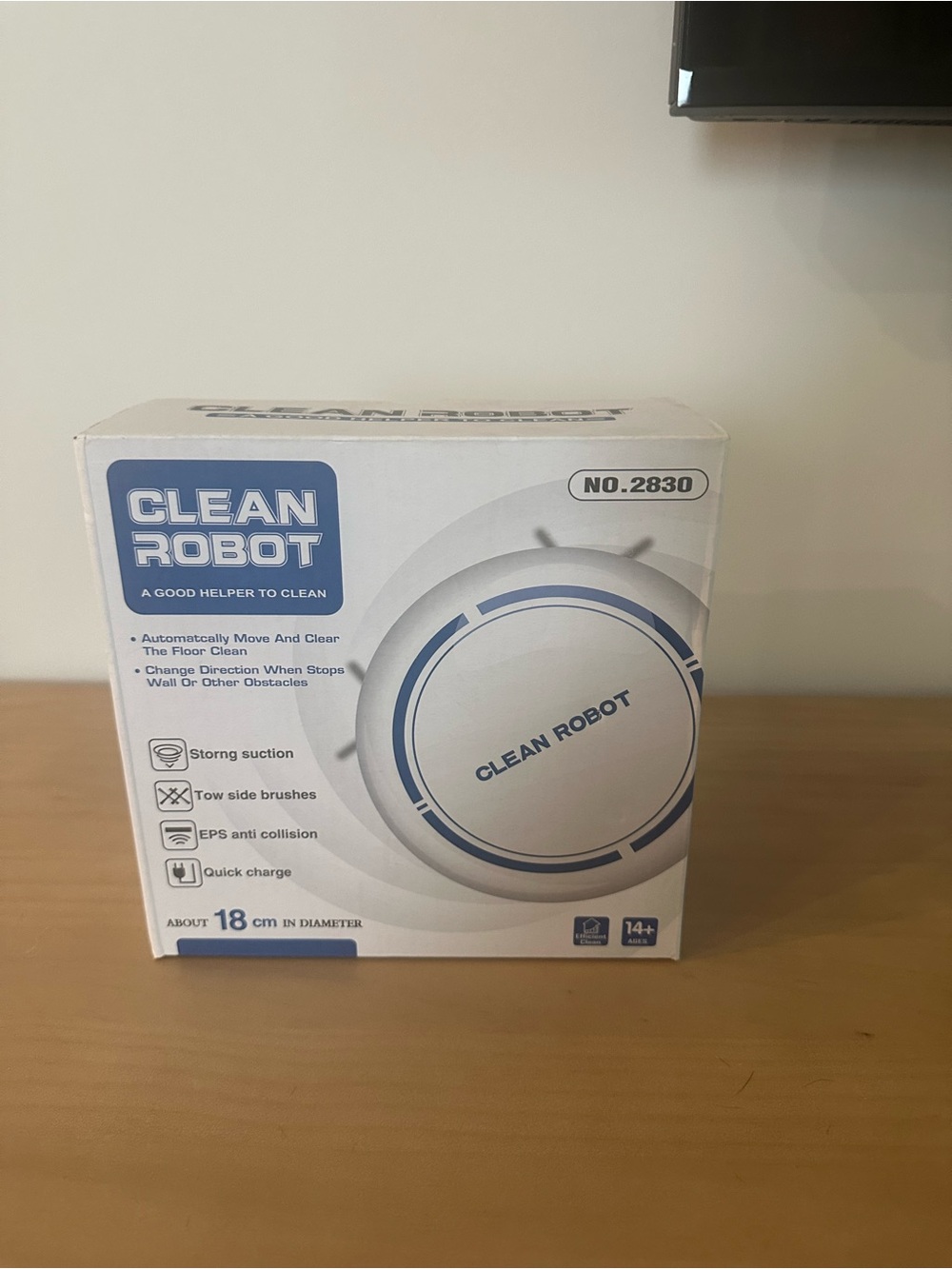 CLEAN ROBOT No.2830 Mini Compact Robot Vacuum - White with Blue Accents